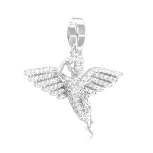 เครื่องประดับที่ดีมีเสน่ห์จี้นางฟ้าเพชรที่เติบโตในห้องปฏิบัติการ14K สีขาวทองชุบเงินวัสดุ unisex - Product Image 1