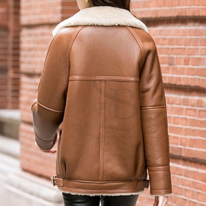 Vestes en cuir pour dames Vestes en cuir à col montant doublées en cuir pour l'hiver Vestes en cuir chaudes et respirantes Service OEM ODM - Product Image 2