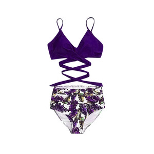 High Quality Women's Sexy <b>Push</b>-<b>Up</b> Bikini 3-Piece High Waist Backless Animal Print <b>Swimsuit</b> Set Breathable Custom Beachwear - Product Image 2