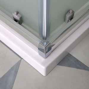 Porte de douche coulissante carrée en verre satiné Genoa 90x90cm 6mm - Product Image 4