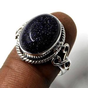 Bague élégante en pierre de soleil bleue en argent sterling 925, bijoux faits main, cadeau pour femme - Product Image 5