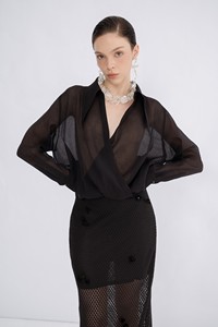 Hot-Selling Women's Skirts Sets Black Beige Pencil Skirt Ila <b>Lace</b> Emb Long Skirt Mesh <b>Lace</b> <b>Fabric</b> Bulk Clothing Made in Vietnam - Product Image 4