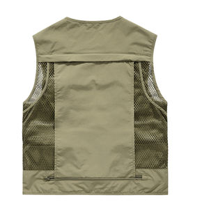 Hot Selling <b>Men</b> Autumn Outdoor Wear Canvas Cargo <b>Vest</b> Jacket <b>Multi</b> Pockets Customized Size in Bulk Quantity - Product Image 2