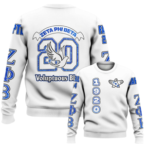 Sudadera con cuello redondo para mujer Zeta Phi Beta 1920, azul, con letras griegas bordadas - Product Image 6