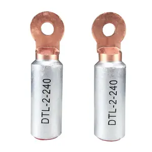 Hot Sale DTL-2-240 OEM plated Tinned Cable Copper Tube Cable lugs Al Cu Aluminum and Copper bimetallic cable lugs terminal