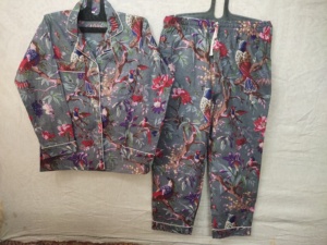 Robe d'été en coton indien décontractée imprimé oiseau chemise longue pyjama vêtements de nuit d'hiver à fleurs ensemble de pyjama de demoiselle d'honneur respirant noël - Product Image 4