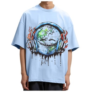 T-shirts graphiques streetwear pour hommes, personnalisés, 100 % coton épais, écologiques et respirants, imprimés par DTG et sérigraphie 3D - Product Image 1