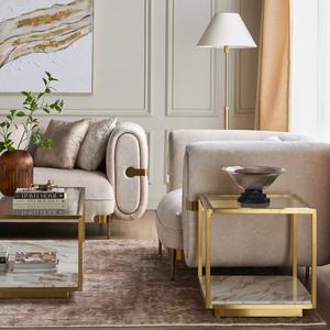 Luxury 4- Legs Round <b>Gold</b> Top <b>Side</b> <b>Table</b> with Stainless Steel Legs for Living Room Furniture - Product Image 4