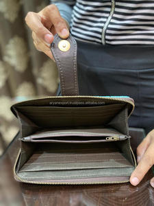 Customized <b>Large</b> Capacity Hand Tooled Leather Ladies Long Wallet High Quality Cowhide Leather RFID Clutch <b>Purse</b> Zipper Wallets - Product Image 6