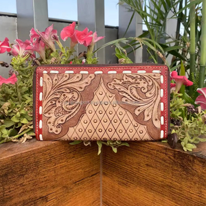 มือเครื่องมือแกะสลักกระเป๋าสตางค์หนังคลัทช์เคสโทรศัพท์มีสไตล์หลายใช้การออกแบบใหม่กระเป๋าสตางค์หนังตะวันตกแฮนด์เมดคลัทช์ - Product Image 4