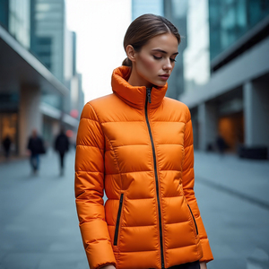 เสื้อแจ็คเก็ตบุนวมแบบถักสำหรับผู้หญิงเสื้อโค้ทผ้าบุนวมกันลมระบายอากาศมีซิปสีทึบ - Product Image 4