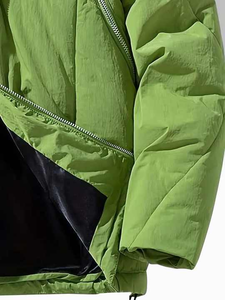 High Street Style Winter Woolen Fabric Puffer Bomber Jacket Cierre de cremallera Liso Teñido Cuello redondo Hombres Servicio OEM disponible - Product Image 4