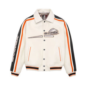 Chaquetas Avirex Bordadas para Hombre de Primera Calidad y Talla Personalizada / Chaquetas de Cuero Avirex para Hombre Hechas a Medida 100% Cuero Vacuno Genuino - Product Image 4