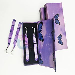 Pince à épiler d'extension de cils incurvés en acier inoxydable de marque privée en forme de papillon - Product Image 5