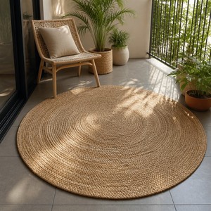 <span class=keywords><strong>Tapis</strong></span> rond en jute pour animaux <span class=keywords><strong>de</strong></span> compagnie, tissé plat, antidérapant, style bohème, lavable et résistant aux taches, décoration écologique pour la maison - Product Image 4