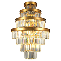 Plafonniers Modernes à Cristaux LED Dorés de Luxe Américain pour Villas, Lustre Rond en Cristal pour Salon