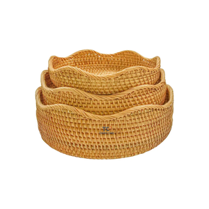 Plateau de service rectangulaire en rotin naturel pour le rangement des cosmétiques de fruits secs Décoration de salon Plateaux tissés à la main - Product Image 5