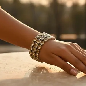 Bracelet chaîne et maillons pour femme, bijoux en argent avec pierre précieuse citrine - Product Image 1