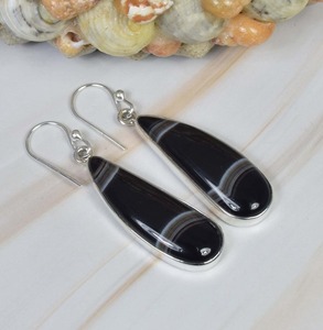Pendientes de ágata con bandas, pendiente de gancho de piedras preciosas de Plata de Ley 925, joyería de mujer con forma de pera, joyería hecha a mano, regalo para el día de Pascua - Product Image 3
