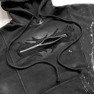 Sudaderas térmicas para hombre con estampado de salpicaduras de lana de alta calidad personalizadas, Jersey de algodón lavado Vintage, sudaderas con capucha gruesas y pesadas para hombre - Product Image 4