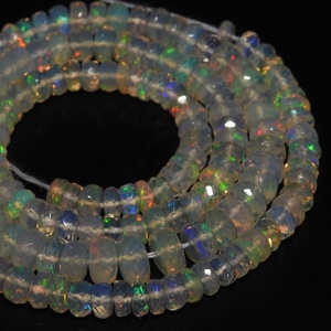 Opale éthiopienne multi feu facettes Rondelle perles 100% pierre naturelle multicolore fabrication de bijoux - Product Image 1