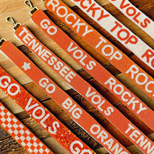 Handmade <b>Red</b> and White Gameday Beaded Strap Handmade Adjustable Detachable Lightweight Durable Crossbody Strap - Product Image 2