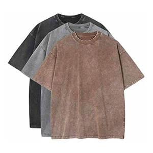T-shirts surdimensionnés coton lourd lavé été Vintage t-shirt coupe ample à manches courtes chemises décontractées pour hommes et femmes confortable - Product Image 1
