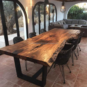 Table à manger carrée en bois massif de luxe KALATRI, fabriquée à la main, écologique, avec pieds en métal, meubles modernes pour la maison, ensemble assemblé - Product Image 4