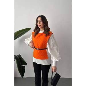 Orange Belted Shirt and <b>Poncho</b> Set - Orange - Product Image 2