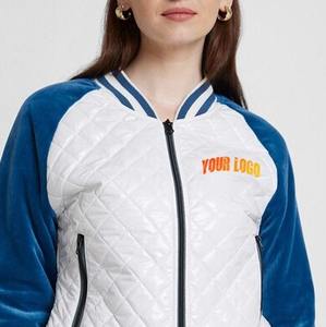 Vestes rembourrées d'hiver pour femmes, vêtements d'extérieur à fermeture éclair avec poches zippées, manteau à bulles à manches en velours - Product Image 2