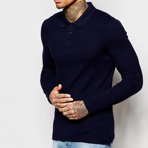 Jersey de punto súper elástico para hombre Super Slim Fit manga larga sólido Formal para Polo con tapeta de botón al por mayor - Product Image 1