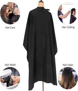 Delantal de barbero negro de poliéster x 100% ecológico de alta calidad, capa de barbero de salón de peluquería - Product Image 3