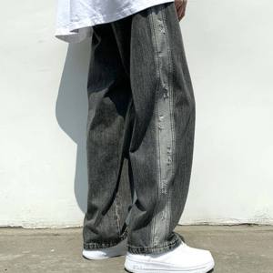 Pantalon de survêtement en jersey de polyester ample personnalisé coupe ajustée cordon de serrage plissé Baggy Track Sweat pantalon pour hommes lavé - Product Image 1