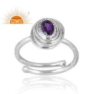 Anillo de piedras preciosas de amatista natural de plata de ley de última venta, joyería de diseño personalizado para mujer, regalo para ella - Product Image 1