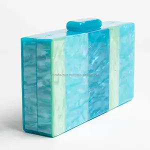 Monederos de madera de resina Vintage de alta calidad para mujer, bolso de mano de noche cruzado para fiesta, boda, inspiración Bohemia, artesanía India RF - Product Image 1