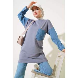 Denim Garnished Two Rope Tunic <b>Slate</b> Gray - Product Image 1