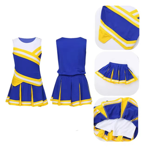 Conjunto de Dos Piezas para Animadora, Top sin Mangas con Cuello Redondo y Falda Plisada, Uniforme Deportivo con Bloques de Color, Primavera Verano - Product Image 1