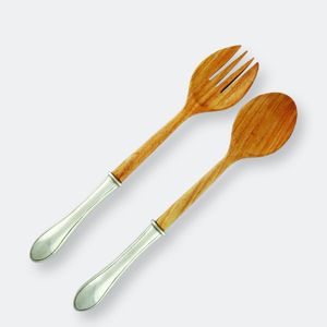 Eco Friendly Wooden With Metal Handle & Acacia Wood Salad <b>Serving</b> <b>Spoon</b> Set Fruit Dessert Mixing Tools and Fork for Party - Product Image 1