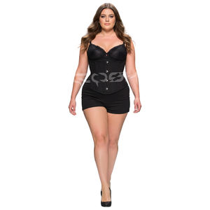 Achetez notre ceinture amincissante en coton noir gothique, fournisseur de corsets Waspie - Product Image 1