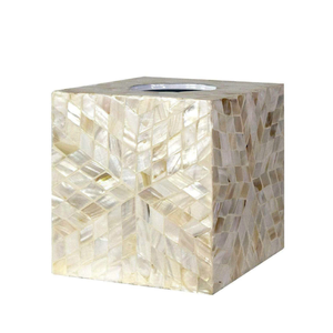 Caja de pañuelos hecha a mano con nácar, elegante soporte de pañuelos de nácar para decoración de oficina y mesa - Product Image 3