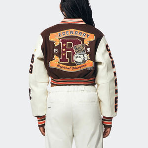 Veste universitaire pour hommes et femmes, nouvelle arrivée 2025, haut court tendance avec logo personnalisé sur le devant, vestes de baseball pour hommes - Product Image 2