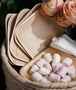 Assiettes écologiques en palmier d'arec, 10 pouces, forme carrée, compostables, pour dîner, hôtel et événements de café, lot de 50 pièces, vaisselle 2026 - Product Image 4