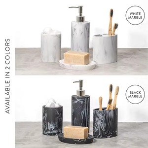 White And Minimal Black Shade Bathroom Set <b>Elegant</b> Vanity Accessories For Toilet Sink And <b>Shower</b> With Modern Look From India - Product Image 4