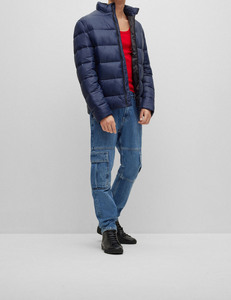 Chaqueta de Plumón con Capucha para Hombre de Alta Calidad, Cuello Alto, Gruesa, Cálida, Color Azul Marino Sólido, Estilo con Cremallera, Ropa de Invierno - Product Image 2