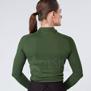 High Quality Women's Equestrian Clothing Half Zipper <b>Horse</b> <b>Riding</b> Tops with Long Sleeves Leggings Base Layer for Racing Shows - Product Image 3