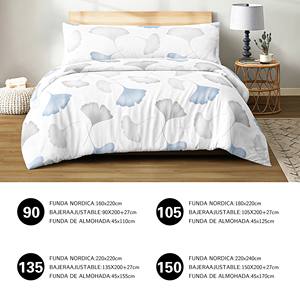 Ensemble de housse de couette 3 pièces 100% coton avec drap-housse et taies d'oreiller, motif végétal, style simple pour usage domestique - Product Image 4