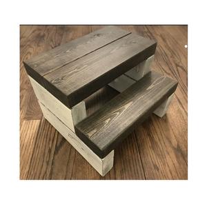 Tabouret d'escalier en bois vintage avec cadre en bois durable, idéal pour les cuisines rustiques, les chambres à coucher, les étagères, les placards et les zones de rangement - Product Image 6