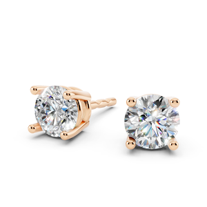 Impresionantes pendientes redondos de corte brillante en oro rosa disponibles en opciones de personalización OEM 10K, 14K y 8K perfectos para ocasiones - Product Image 5