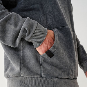 Marque privée Ensemble de jogging en polaire Tech Survêtement solide délavé à l'acide avec pulls à capuche 100% coton écologique pour l'hiver - Product Image 2