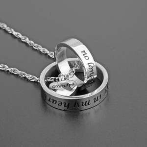 Silver Grandpa <b>Urn</b> <b>Necklace</b> <b>for</b> <b>Ashes</b> No Longer by My Side Forever in My Heart Carved Locket Cremated <b>Ashes</b> <b>Necklace</b> Custom Size - Product Image 2